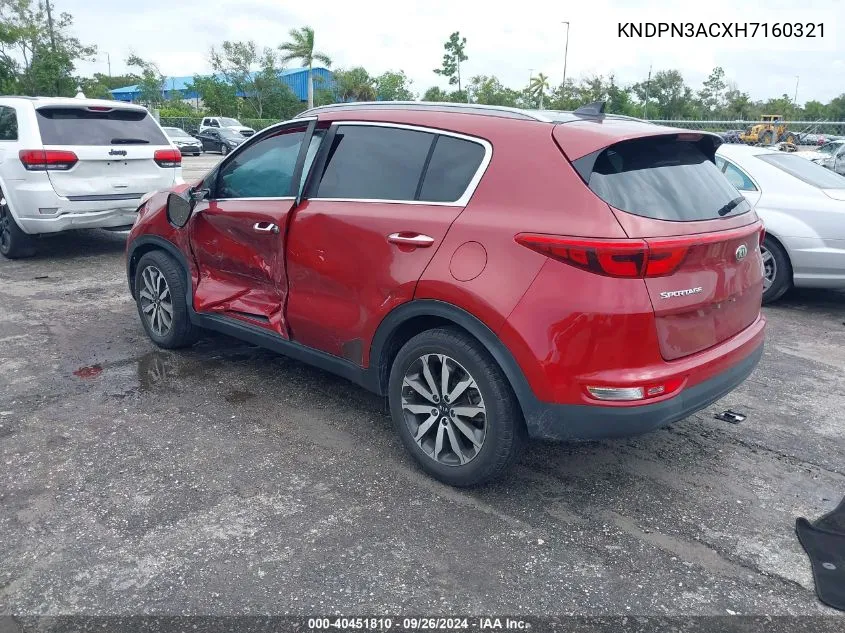 2017 Kia Sportage Ex VIN: KNDPN3ACXH7160321 Lot: 40451810