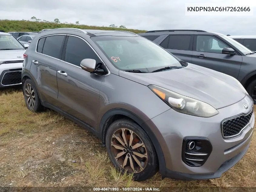 2017 Kia Sportage Ex VIN: KNDPN3AC6H7262666 Lot: 40471993