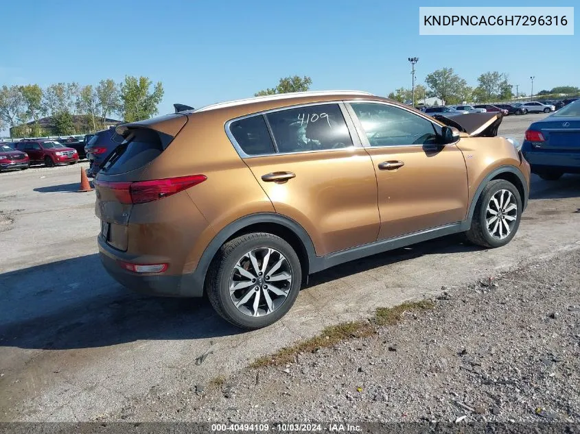 2017 Kia Sportage Ex VIN: KNDPNCAC6H7296316 Lot: 40494109