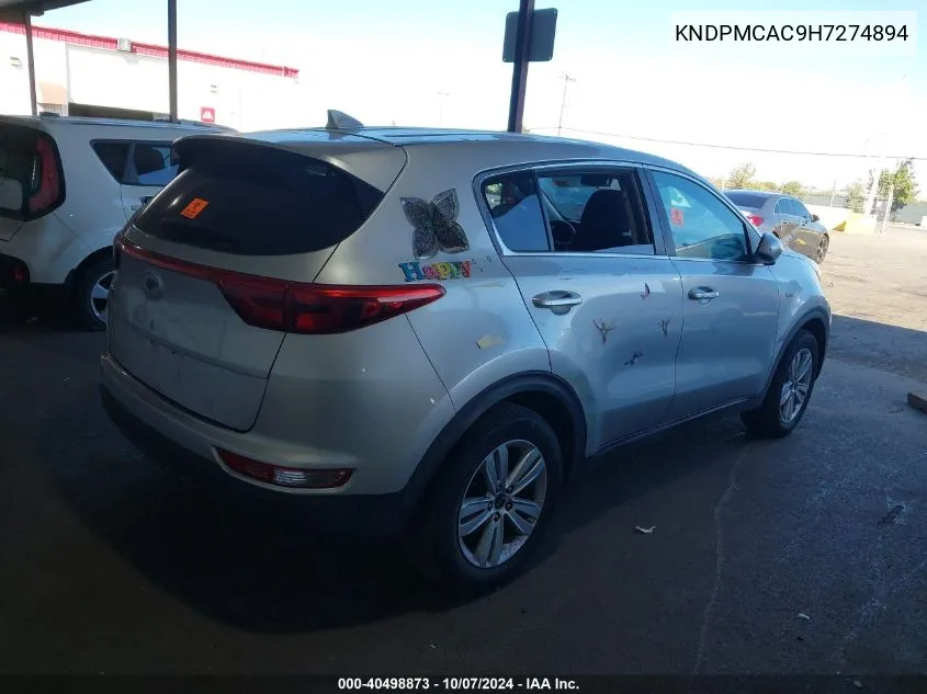 2017 Kia Sportage Lx VIN: KNDPMCAC9H7274894 Lot: 40498873