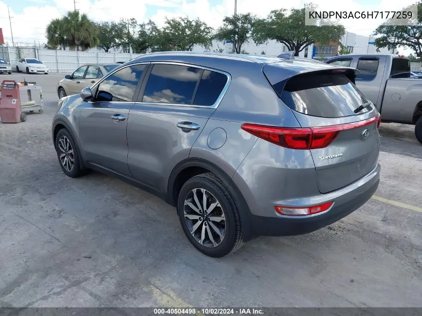 2017 Kia Sportage Ex VIN: KNDPN3AC6H7177259 Lot: 40504498