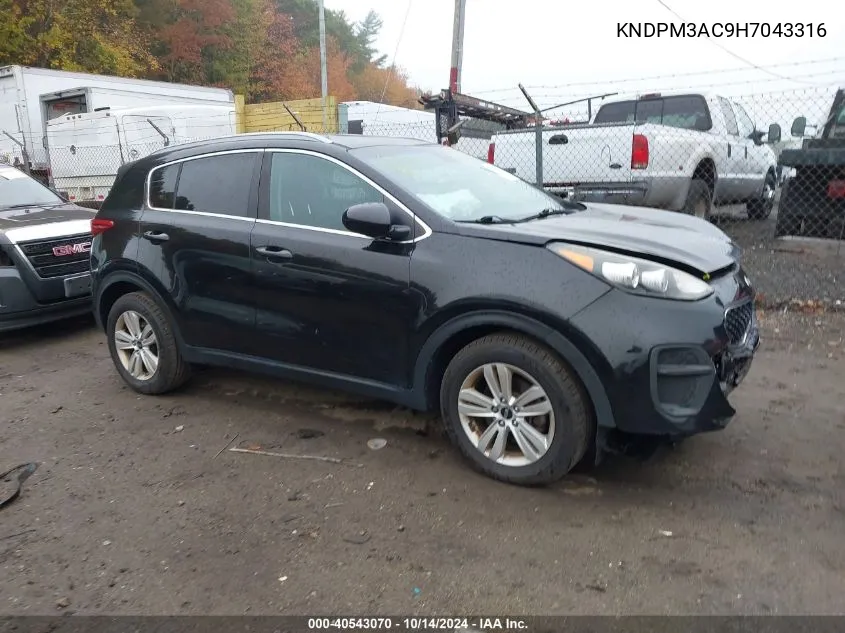 2017 Kia Sportage Lx VIN: KNDPM3AC9H7043316 Lot: 40543070