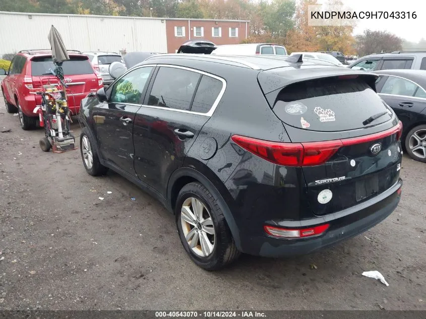 2017 Kia Sportage Lx VIN: KNDPM3AC9H7043316 Lot: 40543070