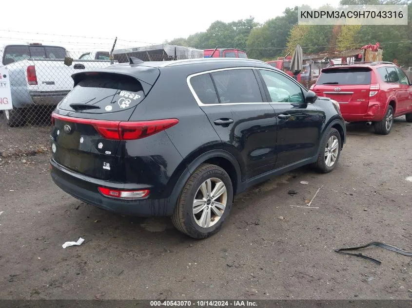 2017 Kia Sportage Lx VIN: KNDPM3AC9H7043316 Lot: 40543070