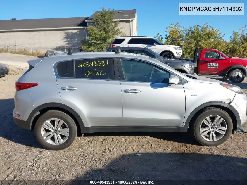 2017 Kia Sportage Lx VIN: KNDPMCAC5H7114902 Lot: 40543531