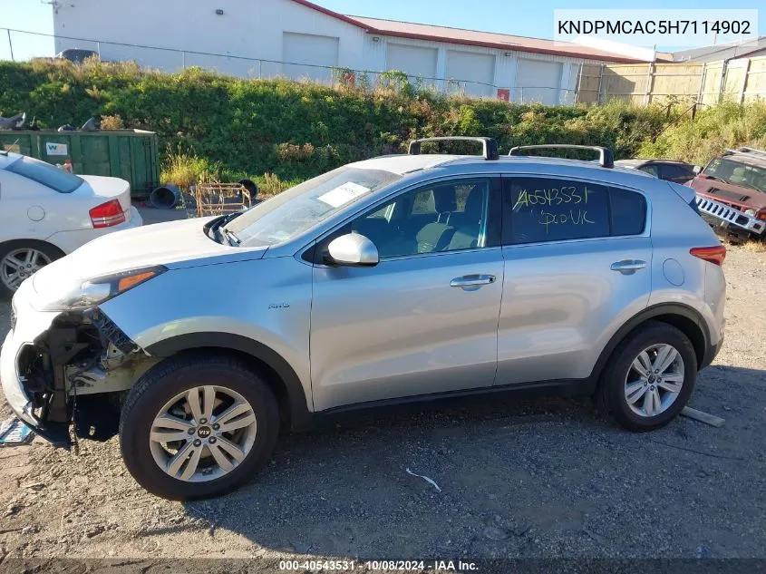 2017 Kia Sportage Lx VIN: KNDPMCAC5H7114902 Lot: 40543531