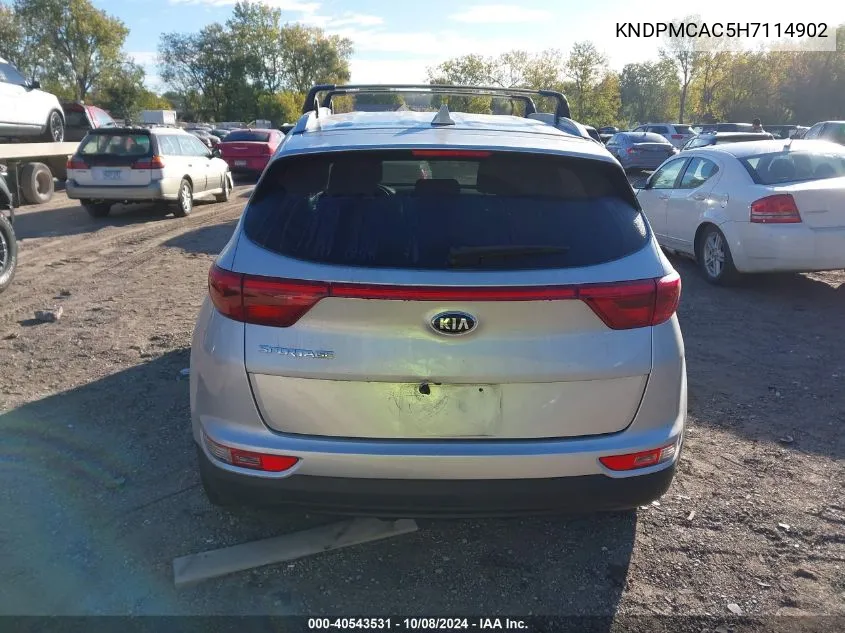 2017 Kia Sportage Lx VIN: KNDPMCAC5H7114902 Lot: 40543531