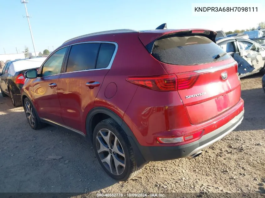 2017 Kia Sportage Sx VIN: KNDPR3A68H7098111 Lot: 40552778