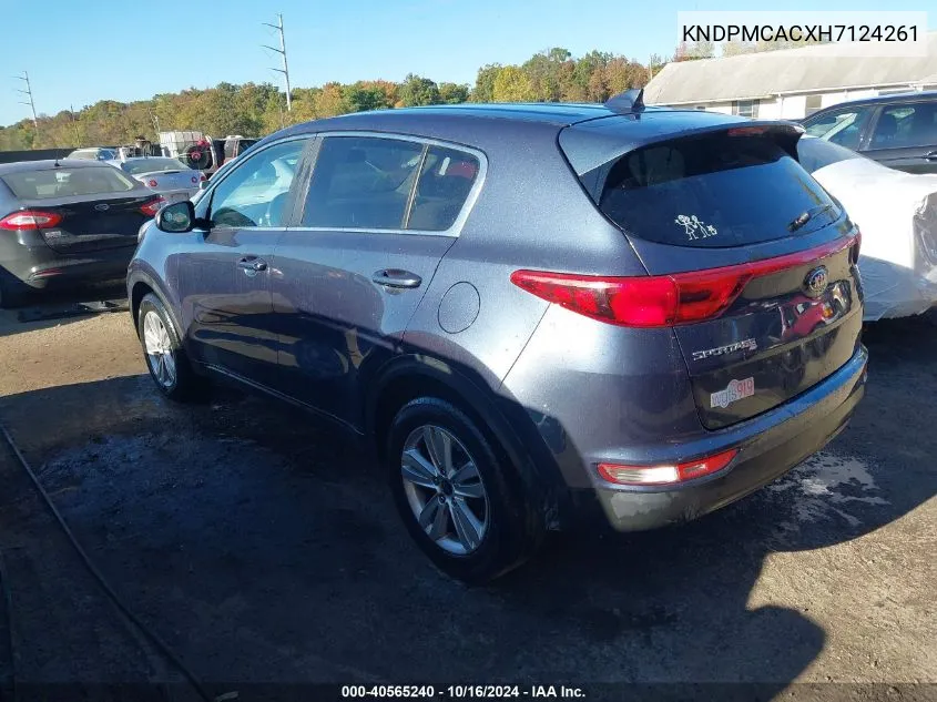 2017 Kia Sportage Lx VIN: KNDPMCACXH7124261 Lot: 40565240