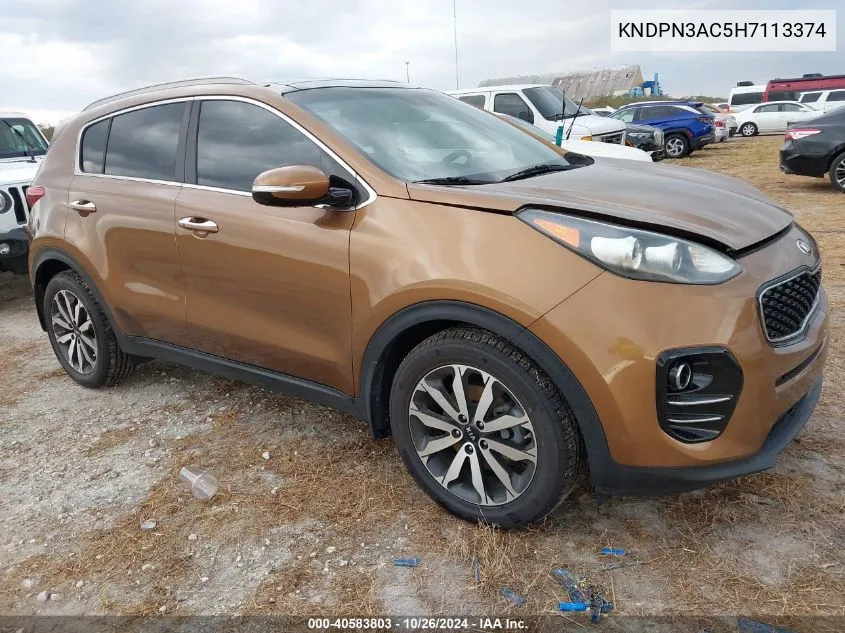 2017 Kia Sportage Ex VIN: KNDPN3AC5H7113374 Lot: 40583803