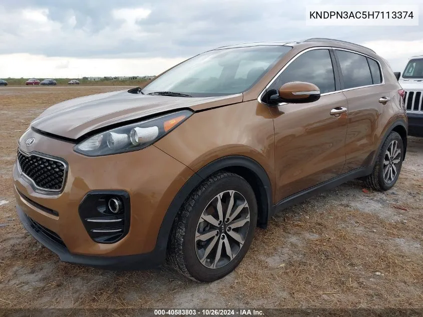 2017 Kia Sportage Ex VIN: KNDPN3AC5H7113374 Lot: 40583803