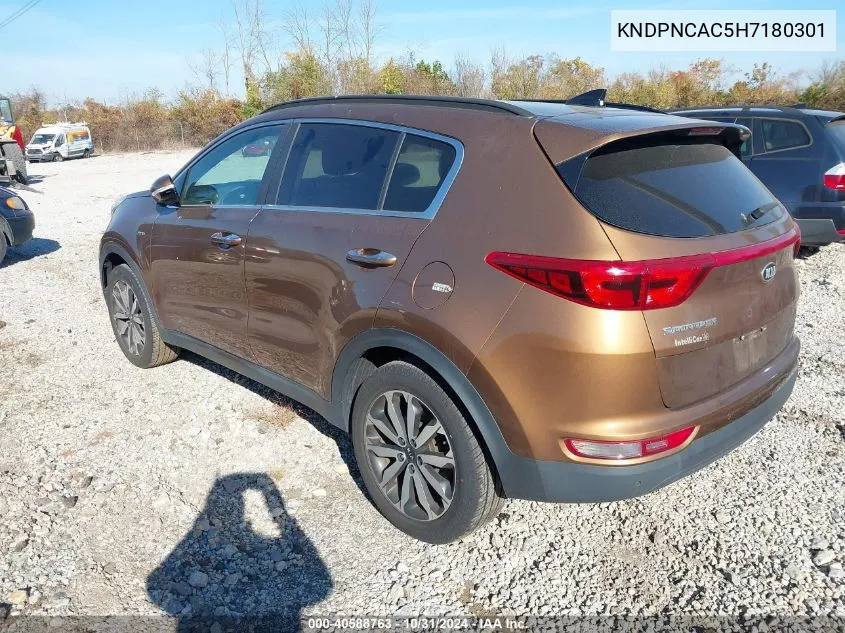 2017 Kia Sportage Ex VIN: KNDPNCAC5H7180301 Lot: 40588763