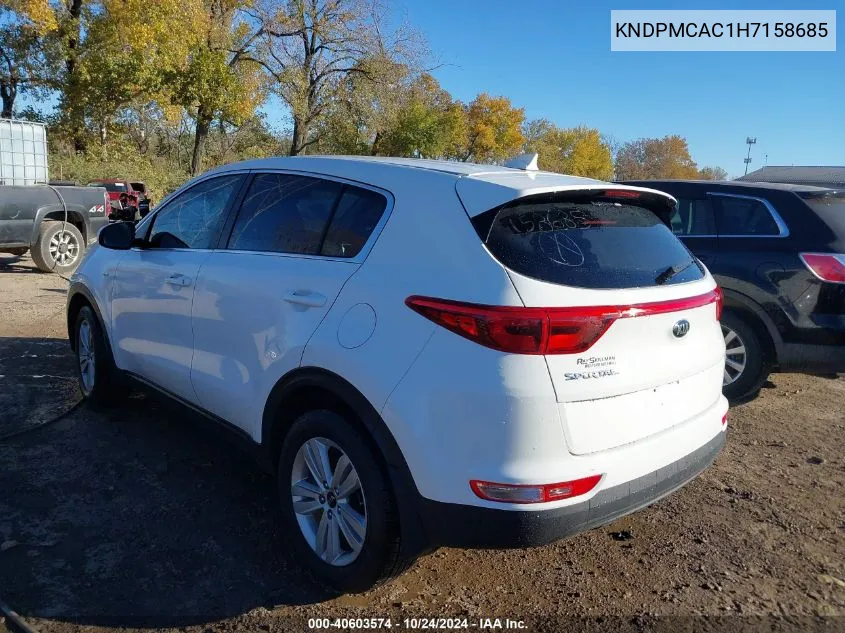 2017 Kia Sportage Lx VIN: KNDPMCAC1H7158685 Lot: 40603574