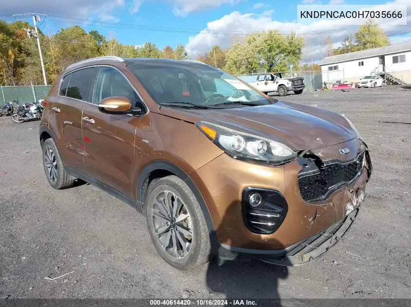 2017 Kia Sportage Ex VIN: KNDPNCAC0H7035666 Lot: 40614420