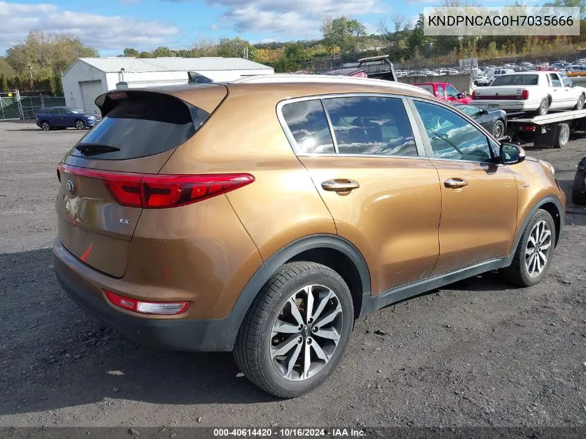 2017 Kia Sportage Ex VIN: KNDPNCAC0H7035666 Lot: 40614420