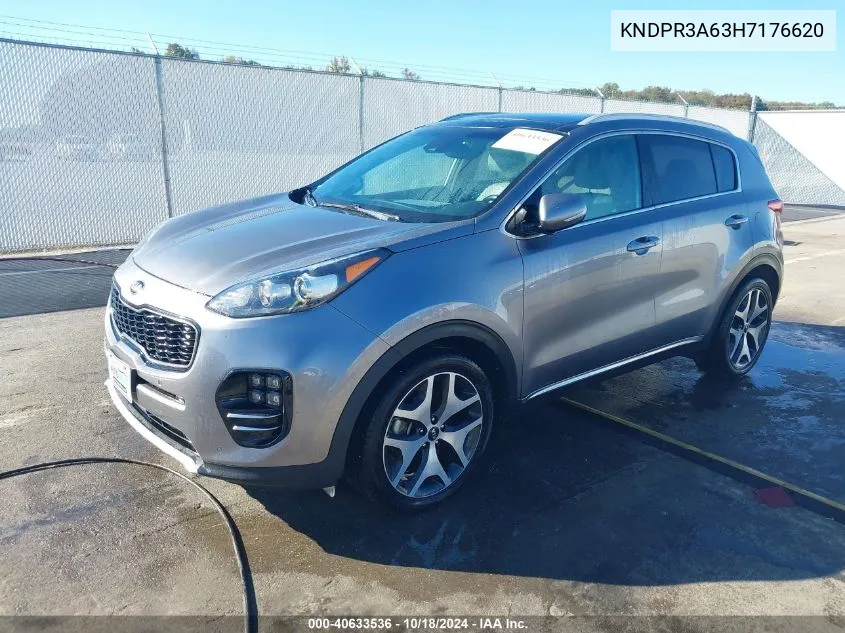 2017 Kia Sportage Sx Turbo VIN: KNDPR3A63H7176620 Lot: 40633536