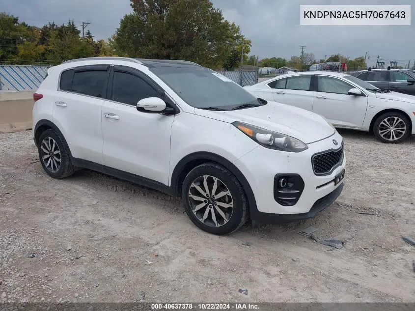 2017 Kia Sportage Ex VIN: KNDPN3AC5H7067643 Lot: 40637378