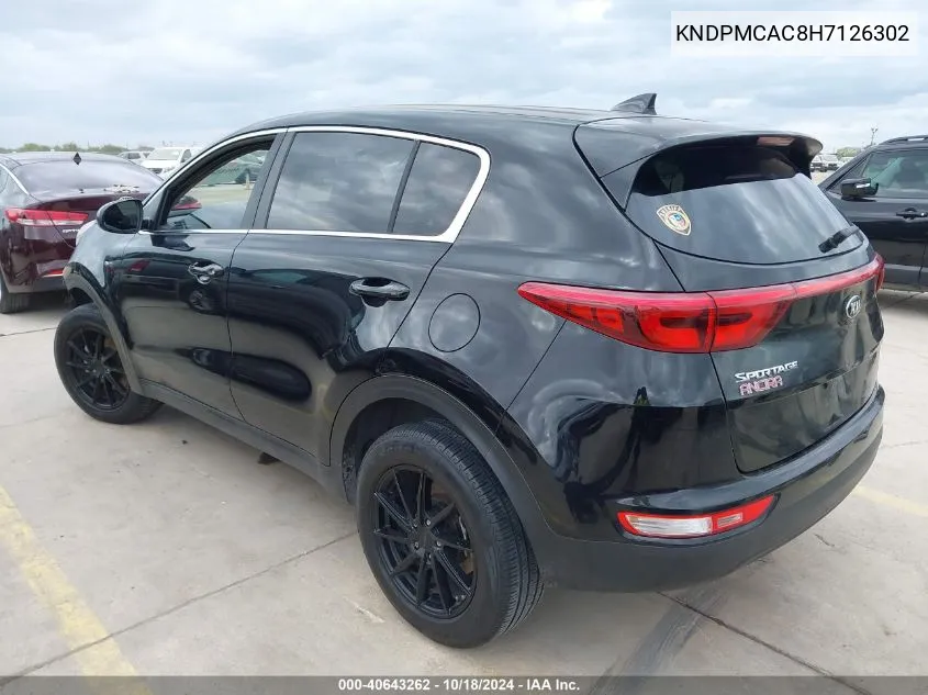 2017 Kia Sportage Lx VIN: KNDPMCAC8H7126302 Lot: 40643262