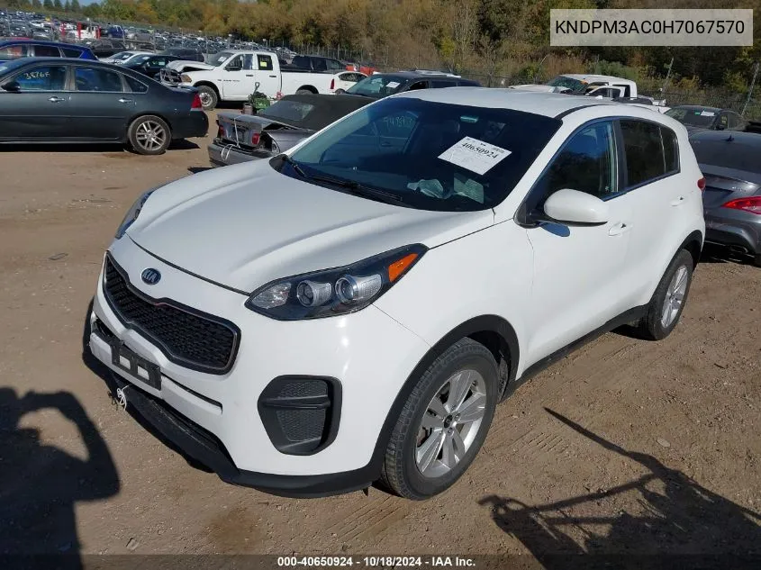 2017 Kia Sportage Lx VIN: KNDPM3AC0H7067570 Lot: 40650924