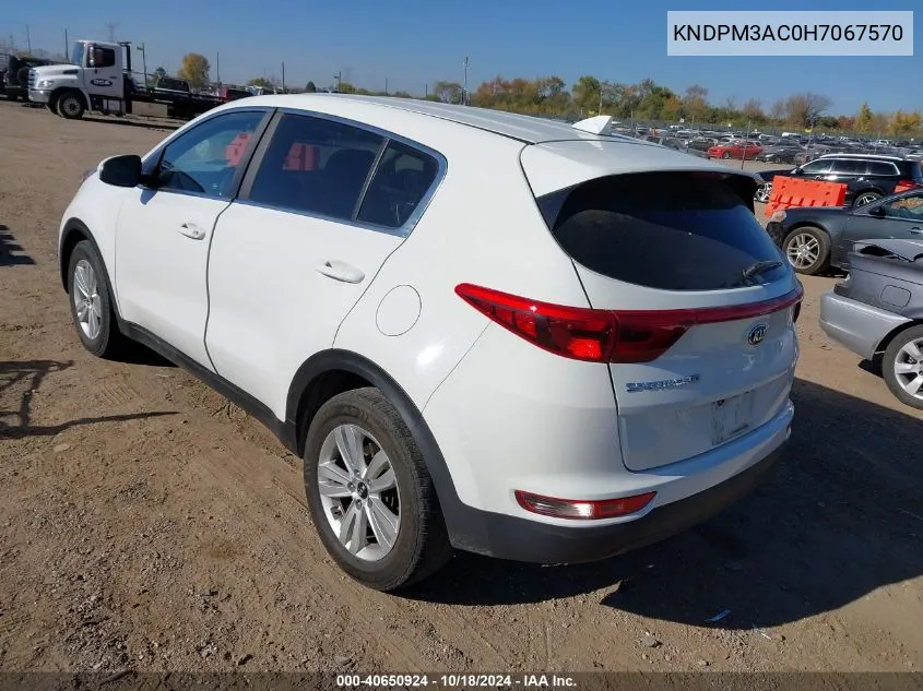 2017 Kia Sportage Lx VIN: KNDPM3AC0H7067570 Lot: 40650924