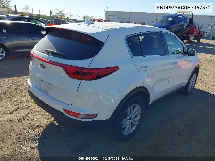 2017 Kia Sportage Lx VIN: KNDPM3AC0H7067570 Lot: 40650924