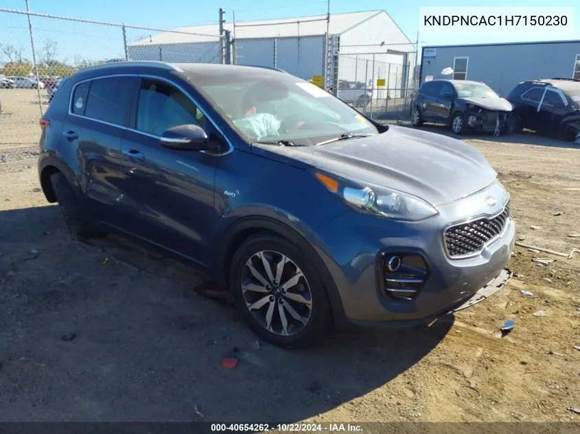 2017 Kia Sportage Ex VIN: KNDPNCAC1H7150230 Lot: 40654262