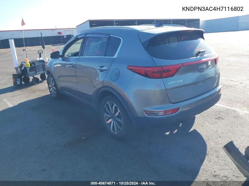 2017 Kia Sportage Ex VIN: KNDPN3AC4H7116802 Lot: 40674871