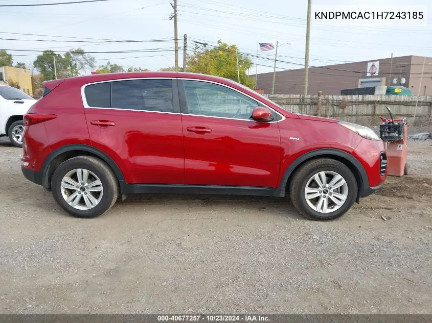 2017 Kia Sportage Lx VIN: KNDPMCAC1H7243185 Lot: 40677257