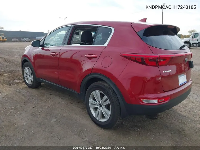 2017 Kia Sportage Lx VIN: KNDPMCAC1H7243185 Lot: 40677257