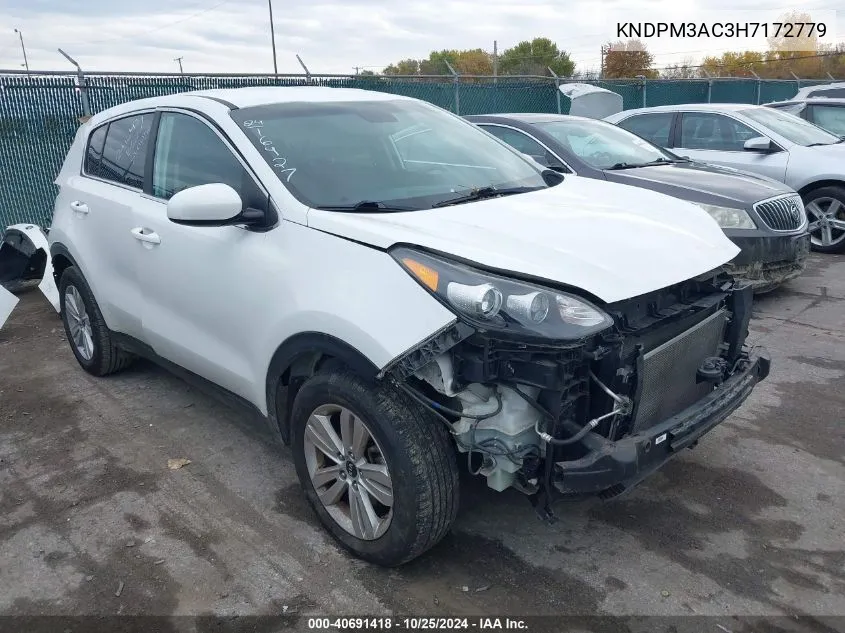 2017 Kia Sportage Lx VIN: KNDPM3AC3H7172779 Lot: 40691418