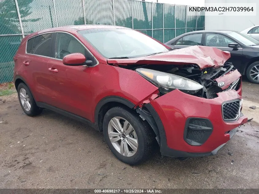 2017 Kia Sportage Lx VIN: KNDPM3AC2H7039964 Lot: 40698217