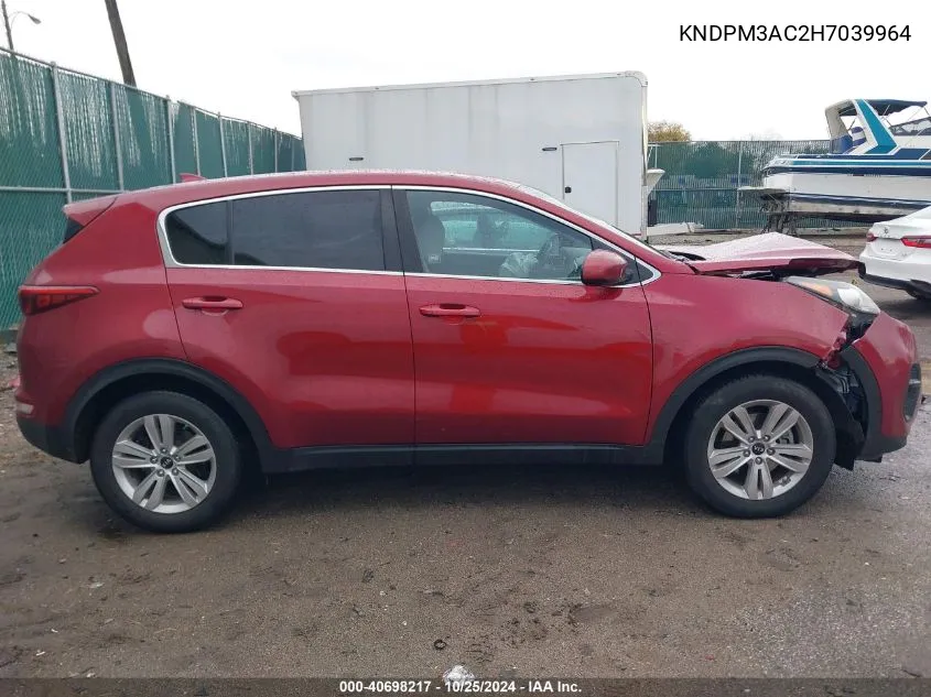 2017 Kia Sportage Lx VIN: KNDPM3AC2H7039964 Lot: 40698217