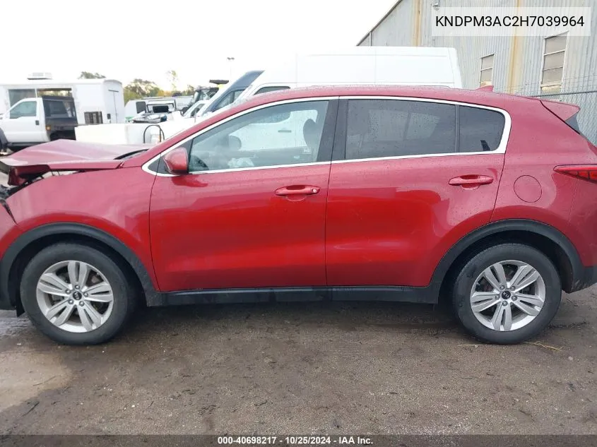 2017 Kia Sportage Lx VIN: KNDPM3AC2H7039964 Lot: 40698217