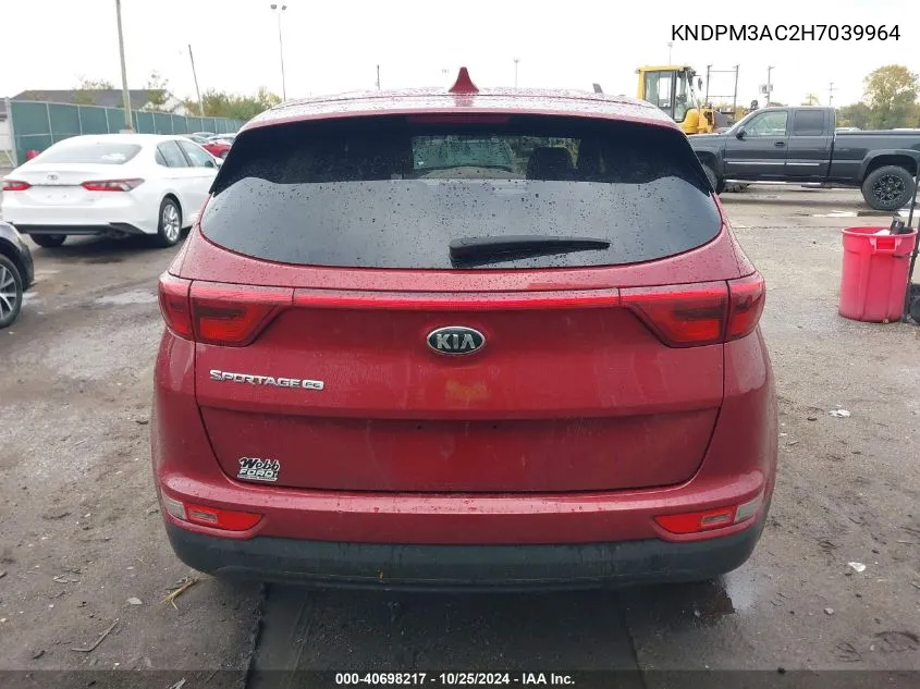 2017 Kia Sportage Lx VIN: KNDPM3AC2H7039964 Lot: 40698217