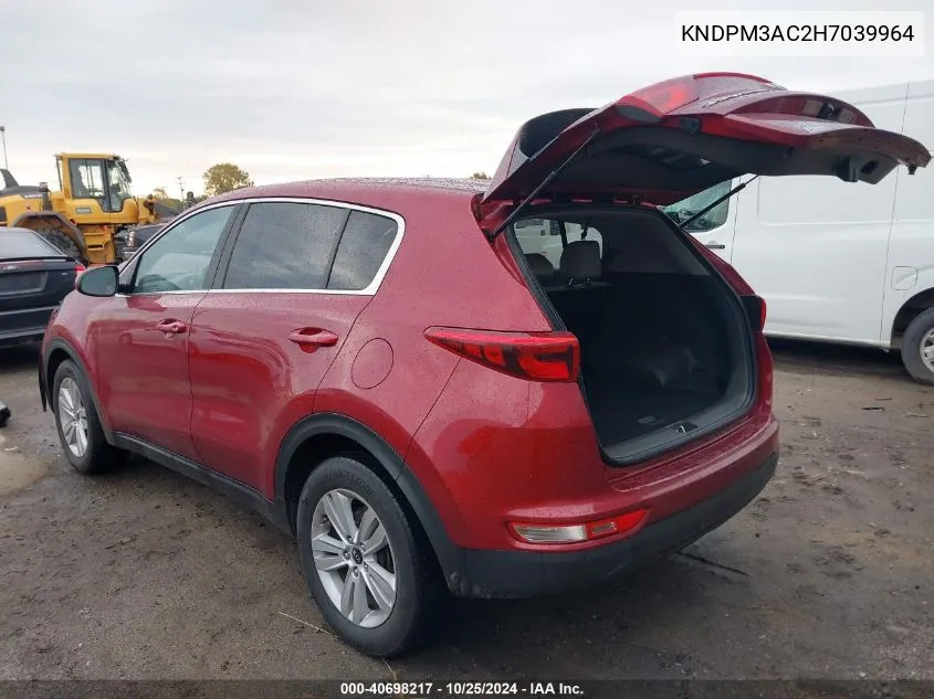 2017 Kia Sportage Lx VIN: KNDPM3AC2H7039964 Lot: 40698217