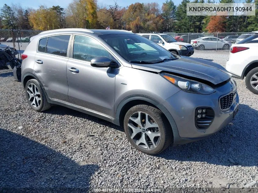 2017 Kia Sportage Sx Turbo VIN: KNDPRCA60H7190944 Lot: 40715780