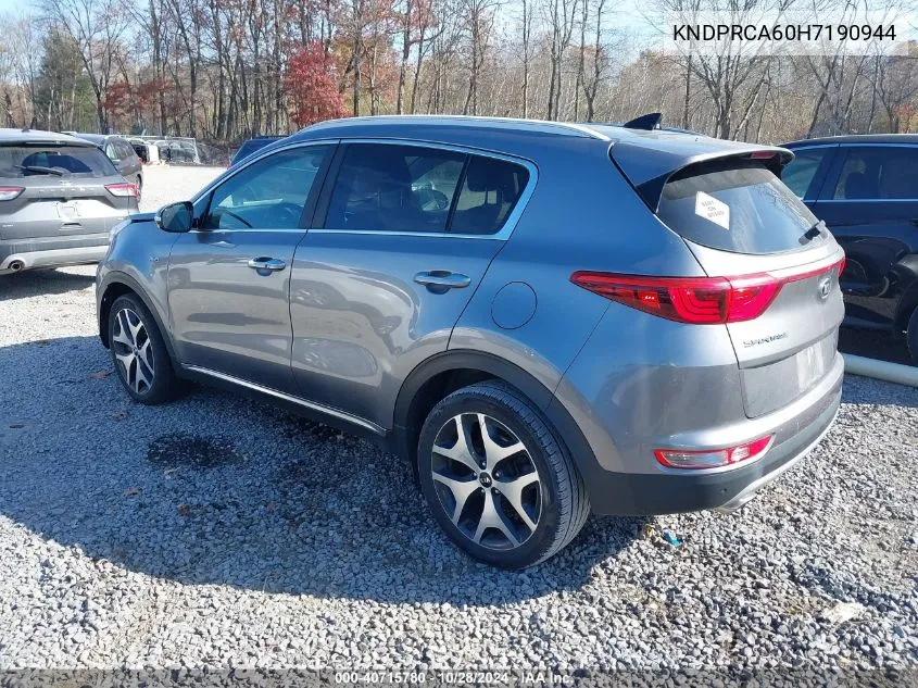 2017 Kia Sportage Sx Turbo VIN: KNDPRCA60H7190944 Lot: 40715780