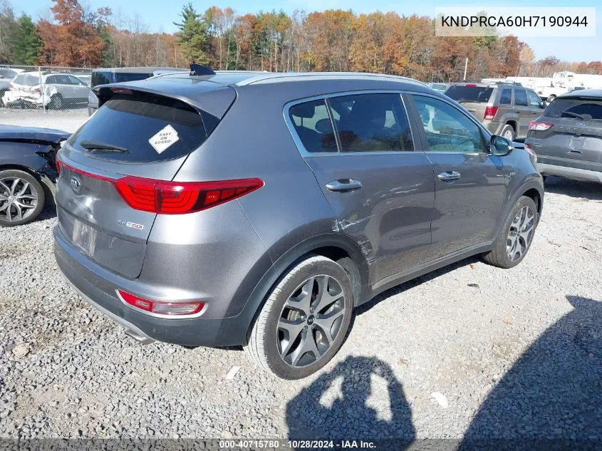 2017 Kia Sportage Sx Turbo VIN: KNDPRCA60H7190944 Lot: 40715780