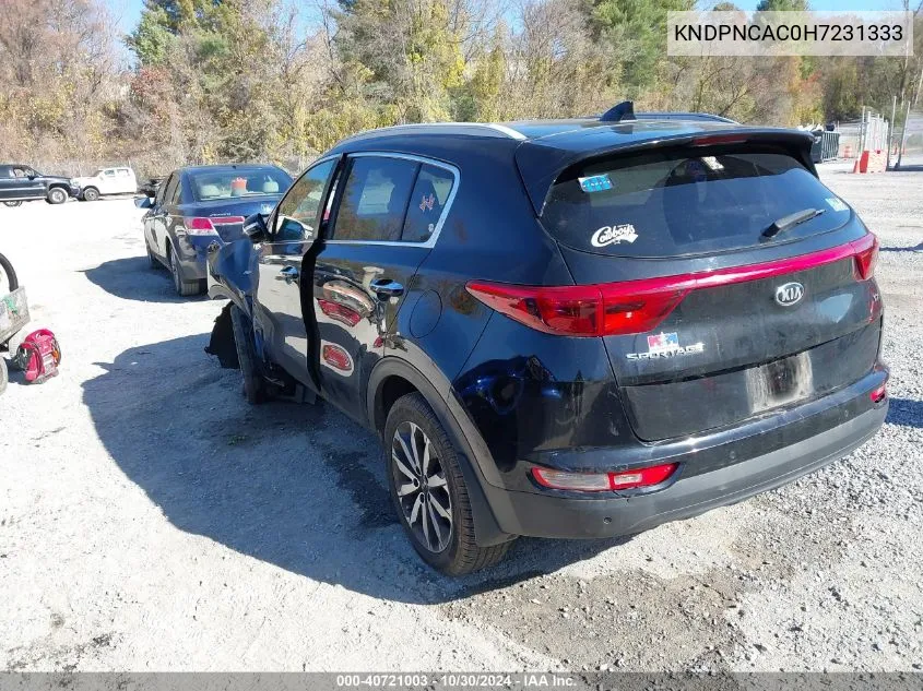 KNDPNCAC0H7231333 2017 Kia Sportage Ex