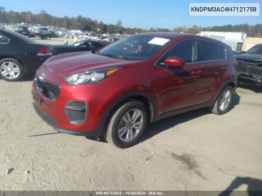 2017 Kia Sportage Lx VIN: KNDPM3AC4H7121758 Lot: 40723833