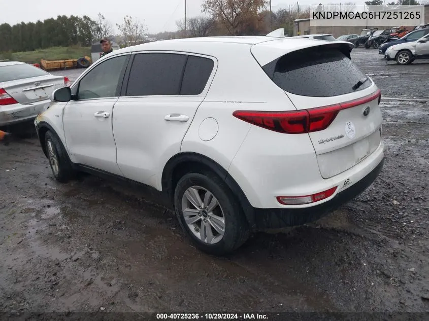 2017 Kia Sportage Lx VIN: KNDPMCAC6H7251265 Lot: 40725236