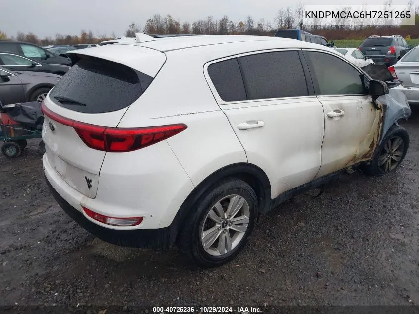 2017 Kia Sportage Lx VIN: KNDPMCAC6H7251265 Lot: 40725236