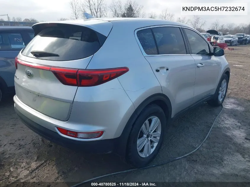 2017 Kia Sportage Lx VIN: KNDPM3AC5H7232674 Lot: 40780525