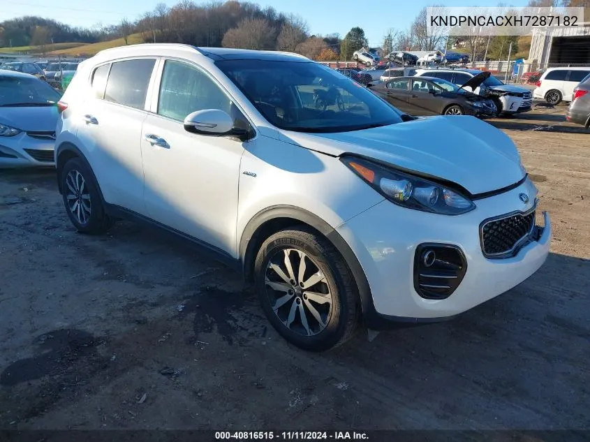 2017 Kia Sportage Ex VIN: KNDPNCACXH7287182 Lot: 40816515