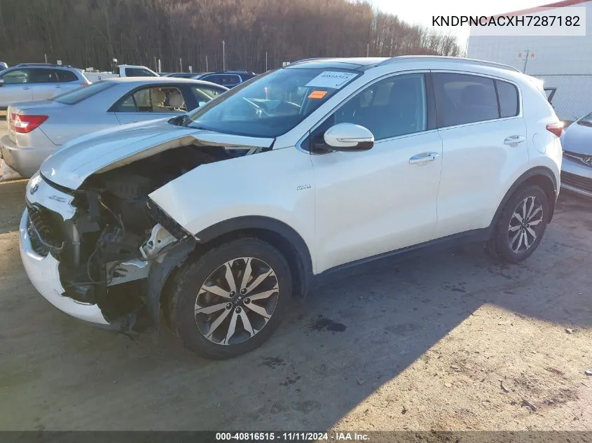 2017 Kia Sportage Ex VIN: KNDPNCACXH7287182 Lot: 40816515