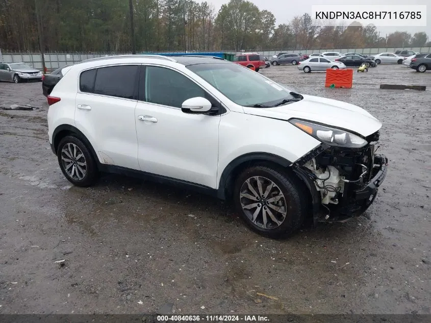 2017 Kia Sportage Ex VIN: KNDPN3AC8H7116785 Lot: 40840636