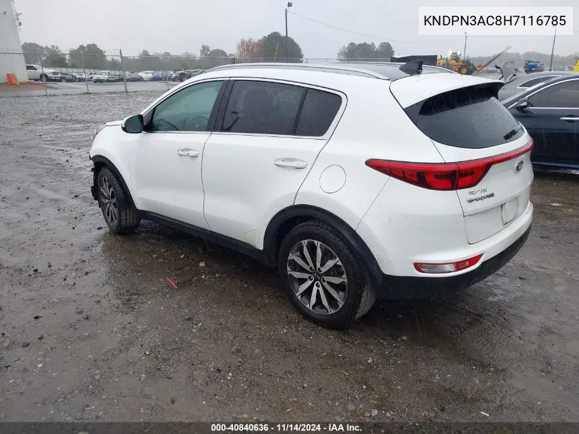 2017 Kia Sportage Ex VIN: KNDPN3AC8H7116785 Lot: 40840636