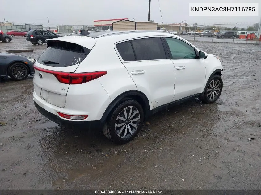 2017 Kia Sportage Ex VIN: KNDPN3AC8H7116785 Lot: 40840636