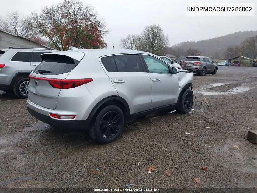 2017 Kia Sportage Lx VIN: KNDPMCAC6H7286002 Lot: 40851054