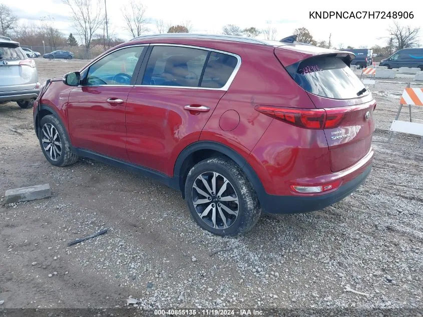 2017 Kia Sportage Ex VIN: KNDPNCAC7H7248906 Lot: 40855135